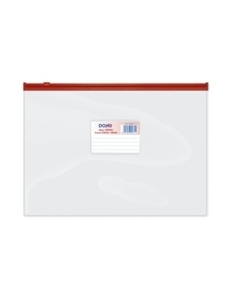 DOSSIER SOBRE DOHE ZIP Fº APAIS. PVC ROJ - Pack de 24 unidades